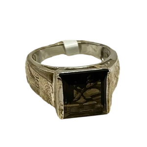 Marcel Drucker Topaz Ring Princess Cut Diamond Rhodium Sterling Silver W 8 NWT